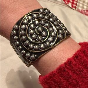 Spiral Design mixed metal wide Bracelet